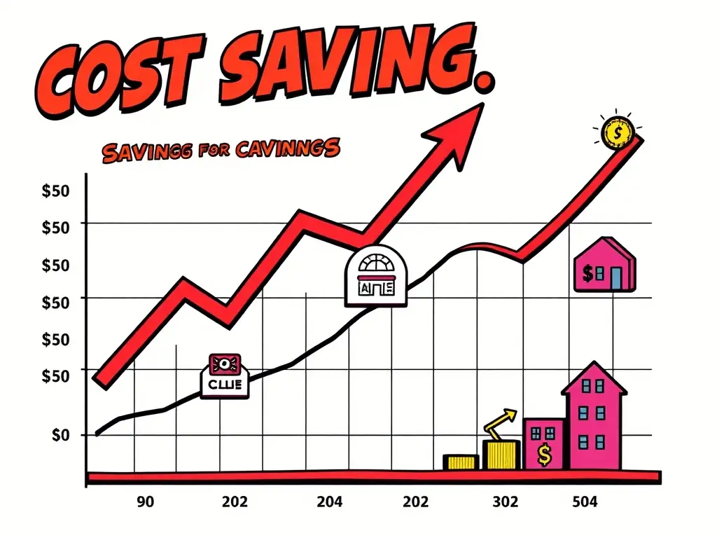 A detailed graph illustrating the cost savings achieved by property management companies through the implementation of AI chatbot solutions.